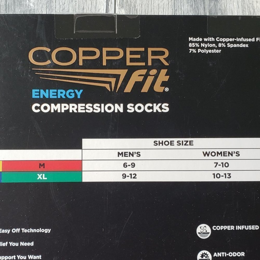 NWT - Copper Fit (2 pair) Unisex Energy Compression Socks - Picture 5 of 5